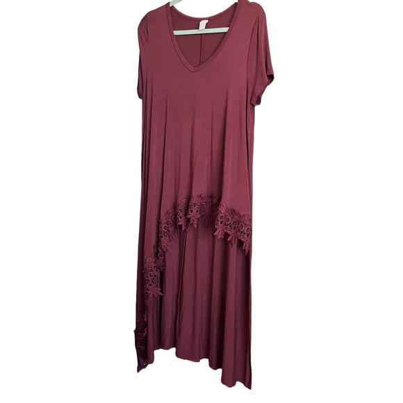 CY FASHION CAP SLEEVE, HIGH-LOW ASYMMETRICAL MAXI DRESS, WOMENS, M, CRANBERRY - Picture 3 of 10
